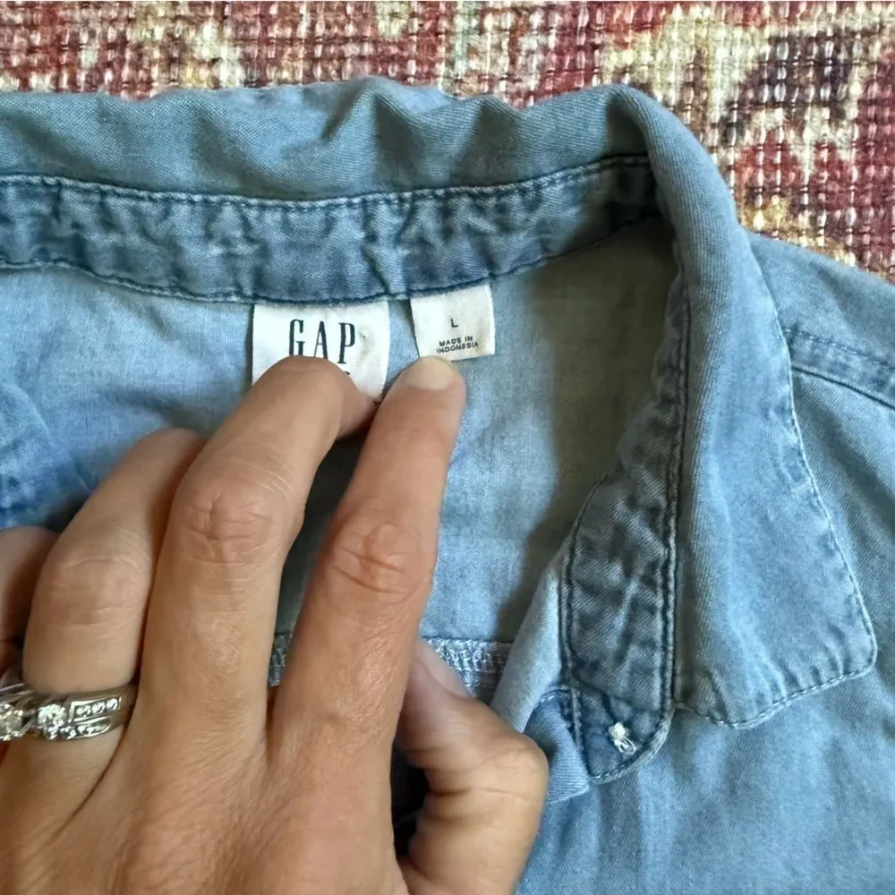 Gap Girls Large Sleeveless Chambray Denim Button-Up Dress